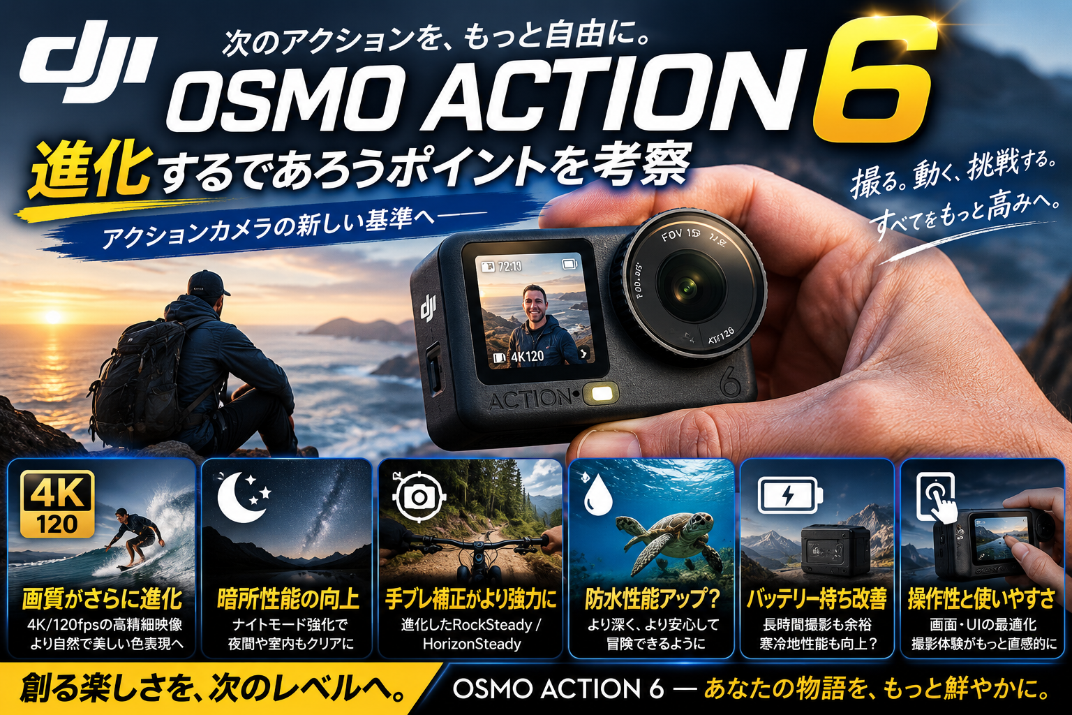 新型「DJI Osmo Action6」予想！更なるトラッキング性能・耐久性の向上に期待！